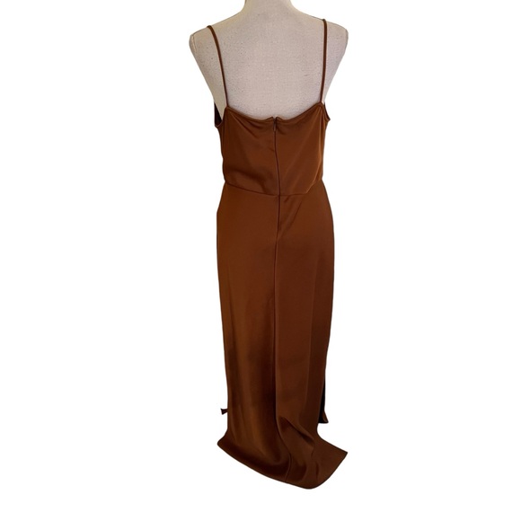 Anthropologie Sachin & Babi Copper Satin Charmeuse "Cali" Cowl Neck Slip Dress - Picture 9 of 13